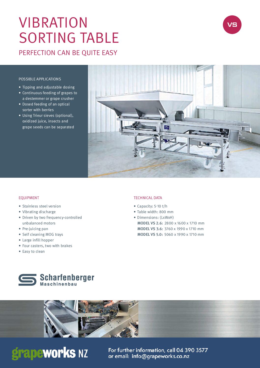 Scharfenberger Vibrating sorting table - Grapeworks New ...